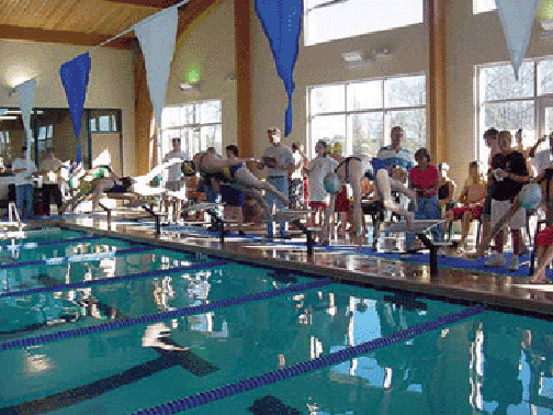 Washington High School practices and hosts swim meets at the aquatic center.